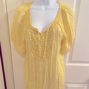 Chloe June Yellow Lace Blouse Beautiful Detail